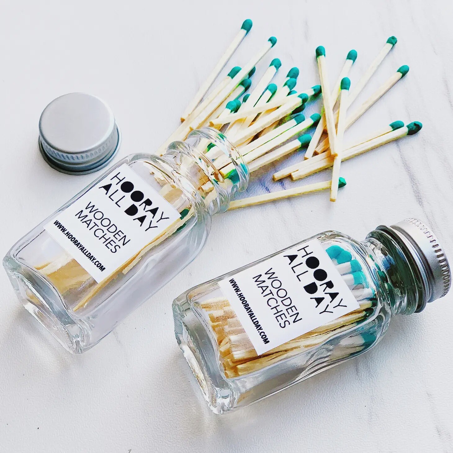 Kelly Green - Colorful Wooden Matches In Little Glass Bottle