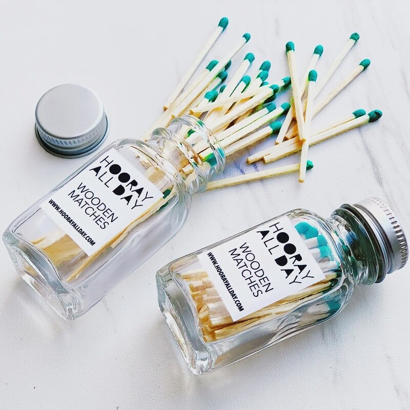 Kelly Green - Colorful Wooden Matches In Little Glass Bottle