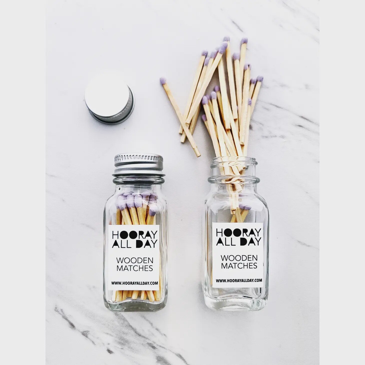 Lavender - Colorful Wooden Matches In Little Glass Bottle