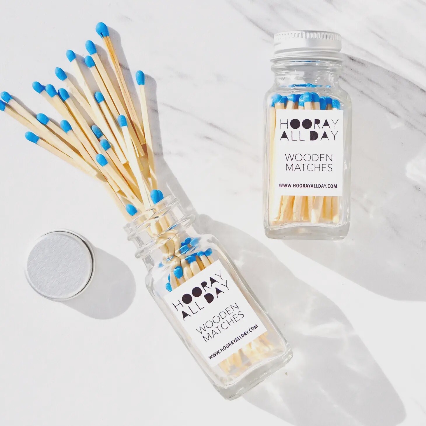 Sky Blue - Colorful Wooden Matches In Little Glass Bottle