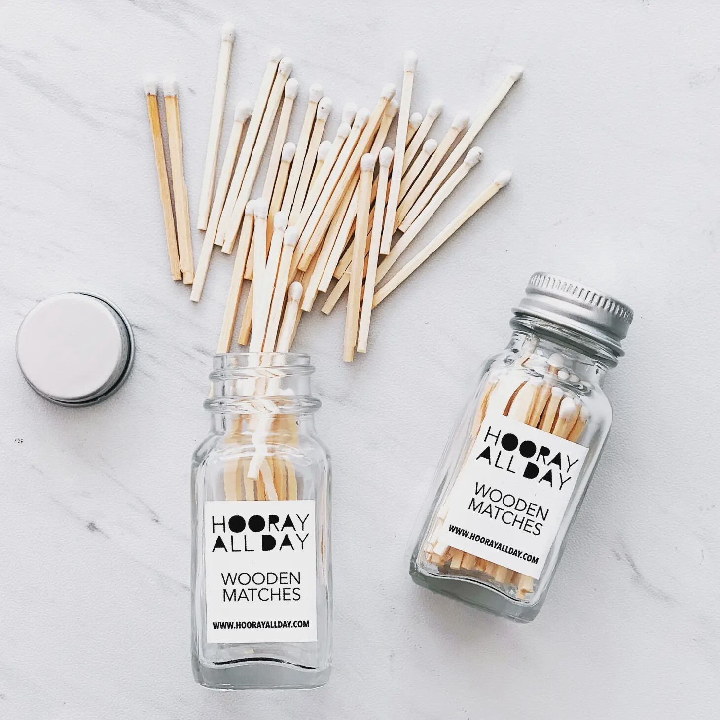 White - Colorful Wooden Matches In Little Glass Bottle