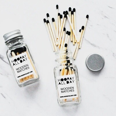 Black - Colorful Wooden Matches In Little Glass Bottle