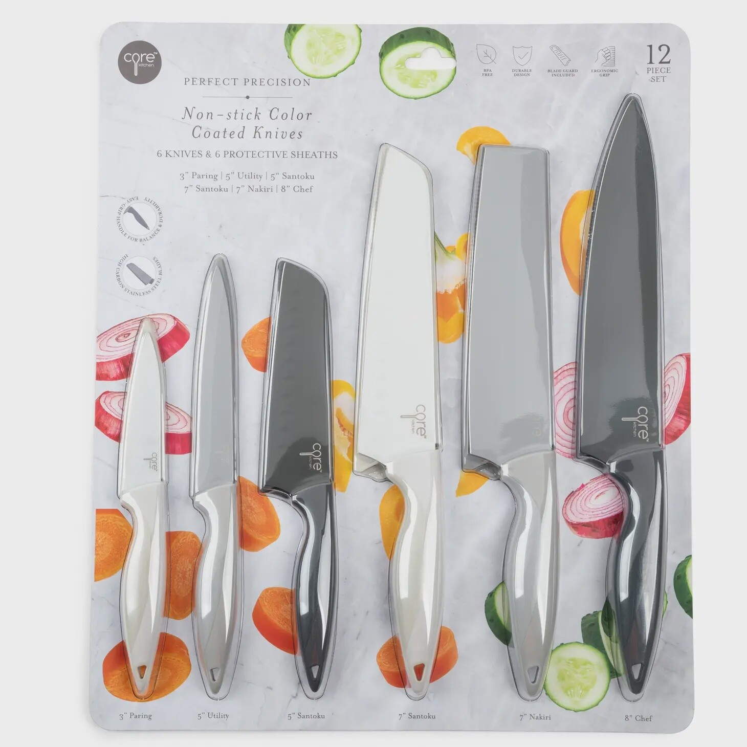 12pc Colored Knife Set