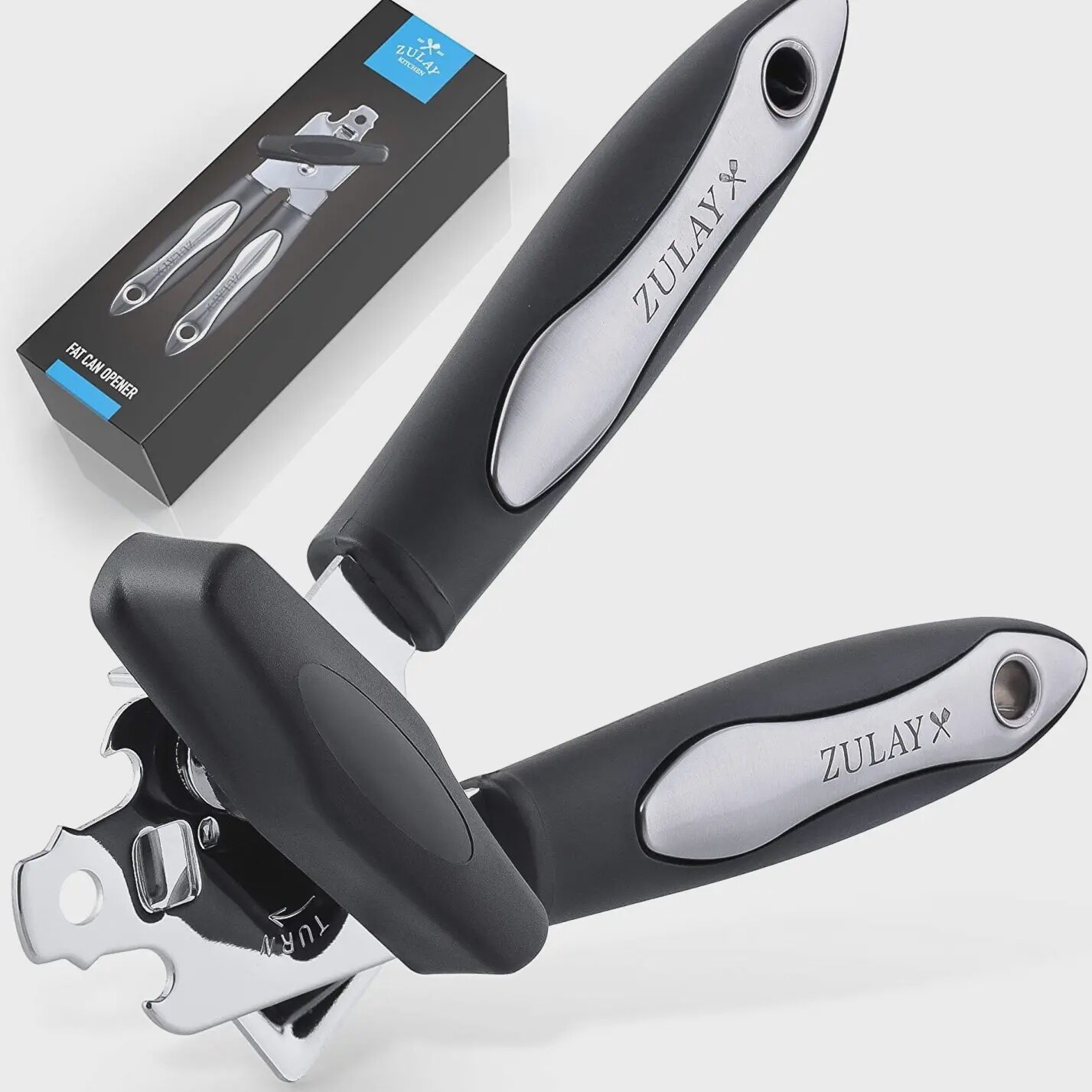 Can Opener With Stainless Steel Blades - Black