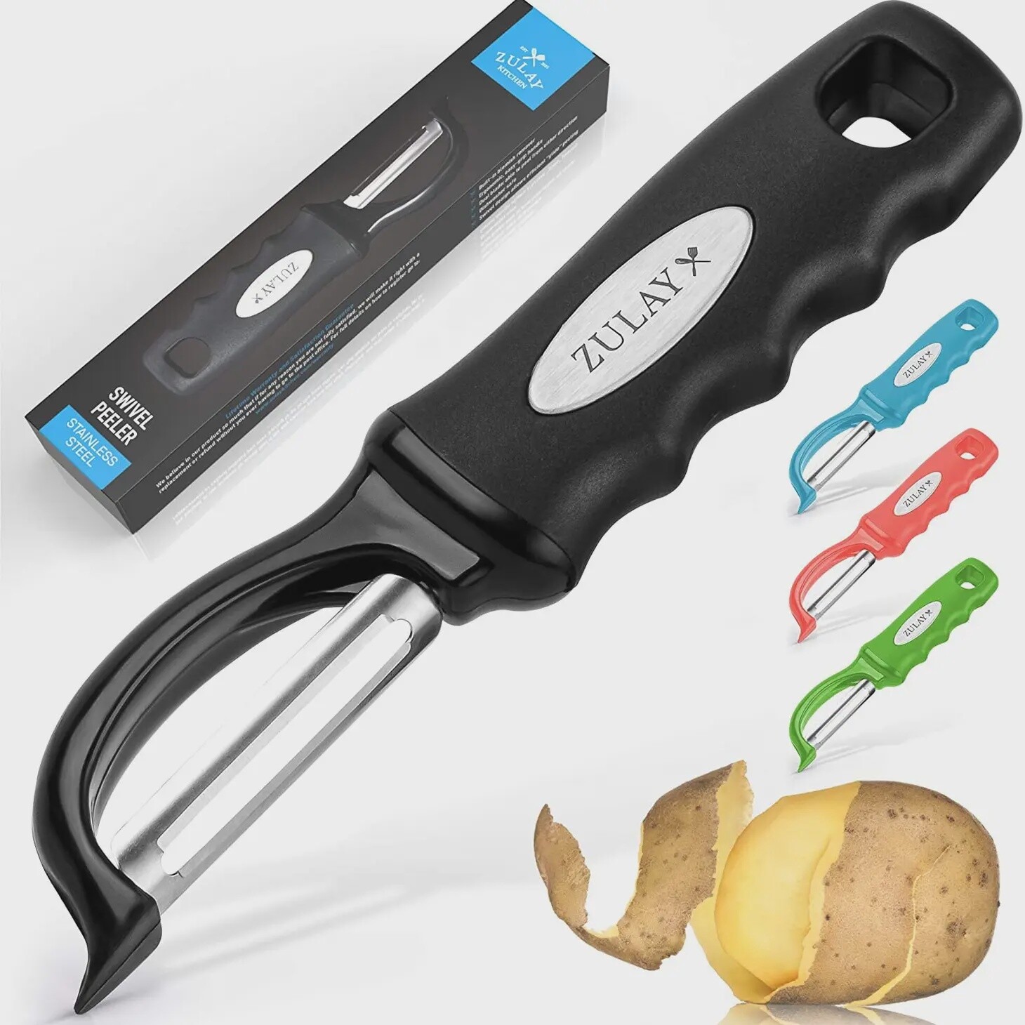 Stainless Steel Swivel Vegetable Peeler - Black