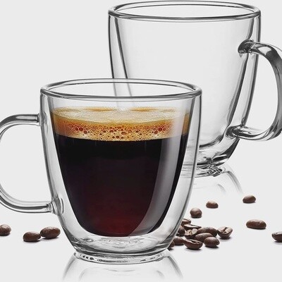 Double Wall Insulated Clear Glass Espresso Cups