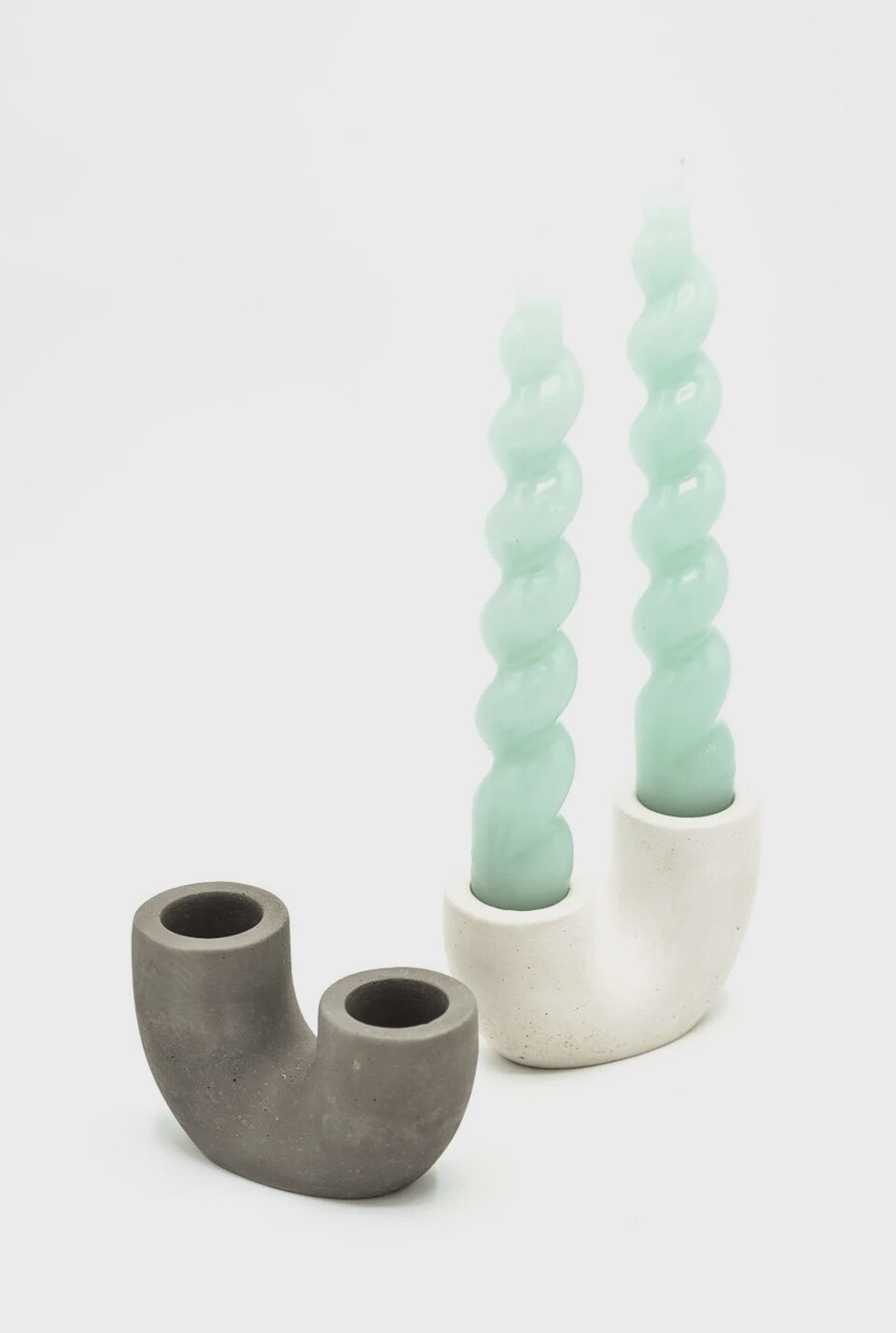 Concrete Candle Duo Holder - Gray