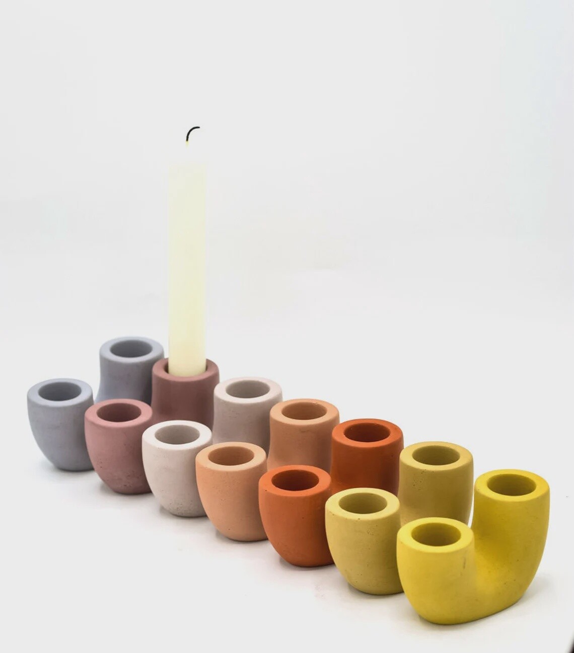 Concrete Candle Duo Holder - Lilac