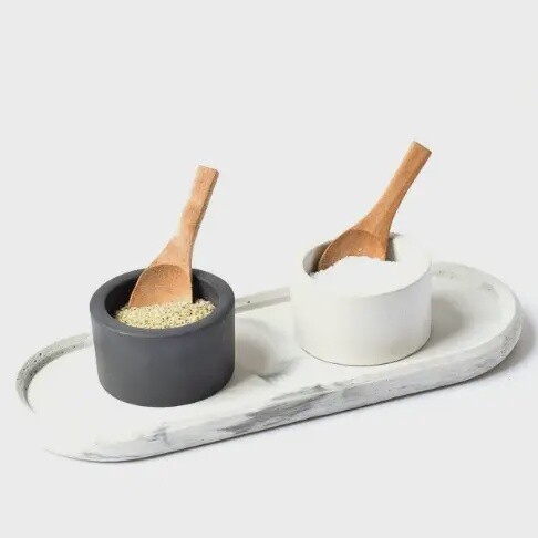 Concrete Oval Tray - Marble