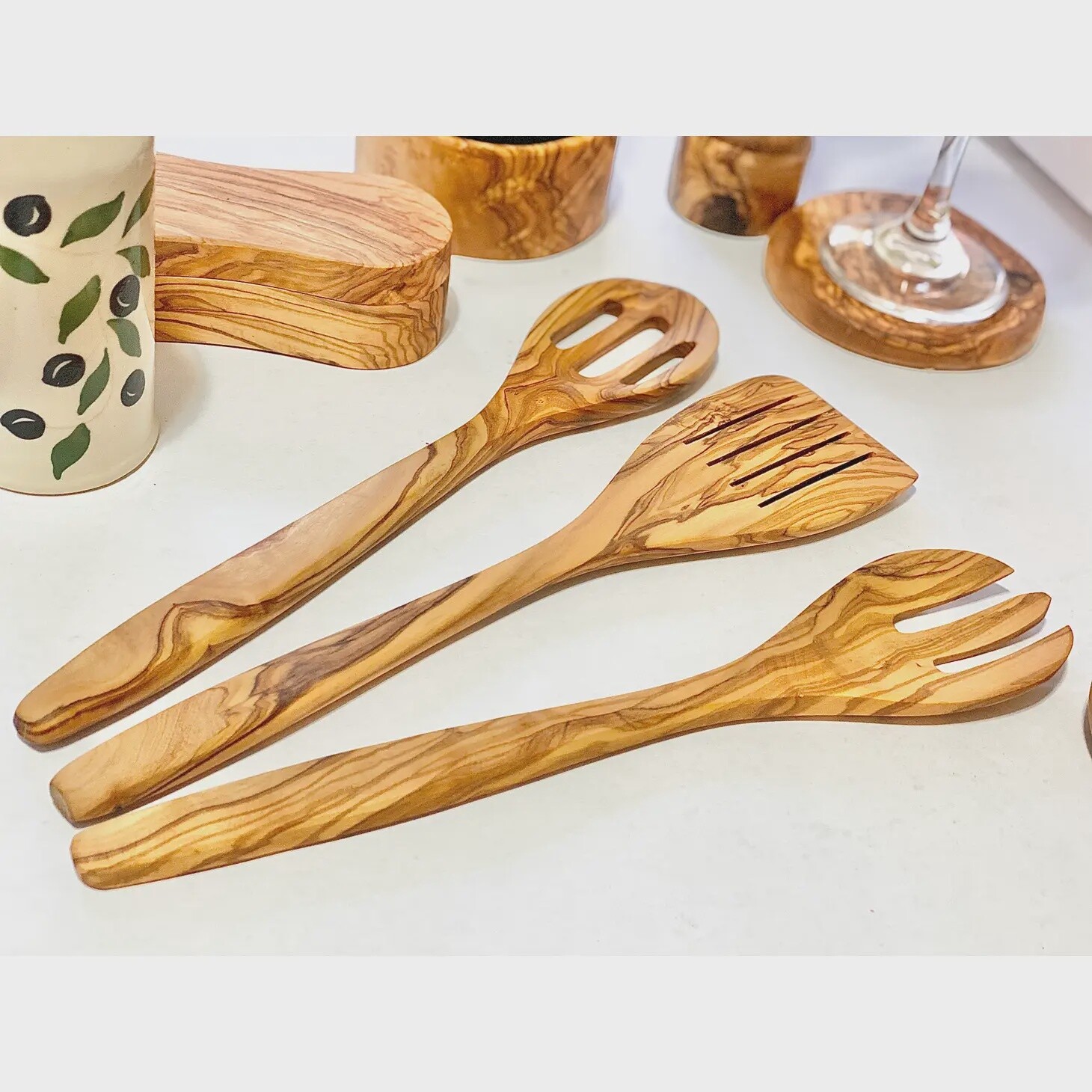 Olive Wood Slotted Spoon