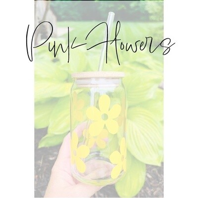 Pink Daisy Beer Can Glass