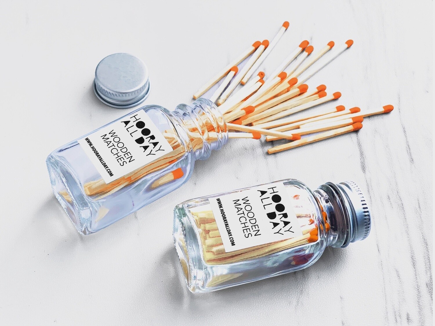 Orange - Colorful Wooden Matches In Glass Bottle