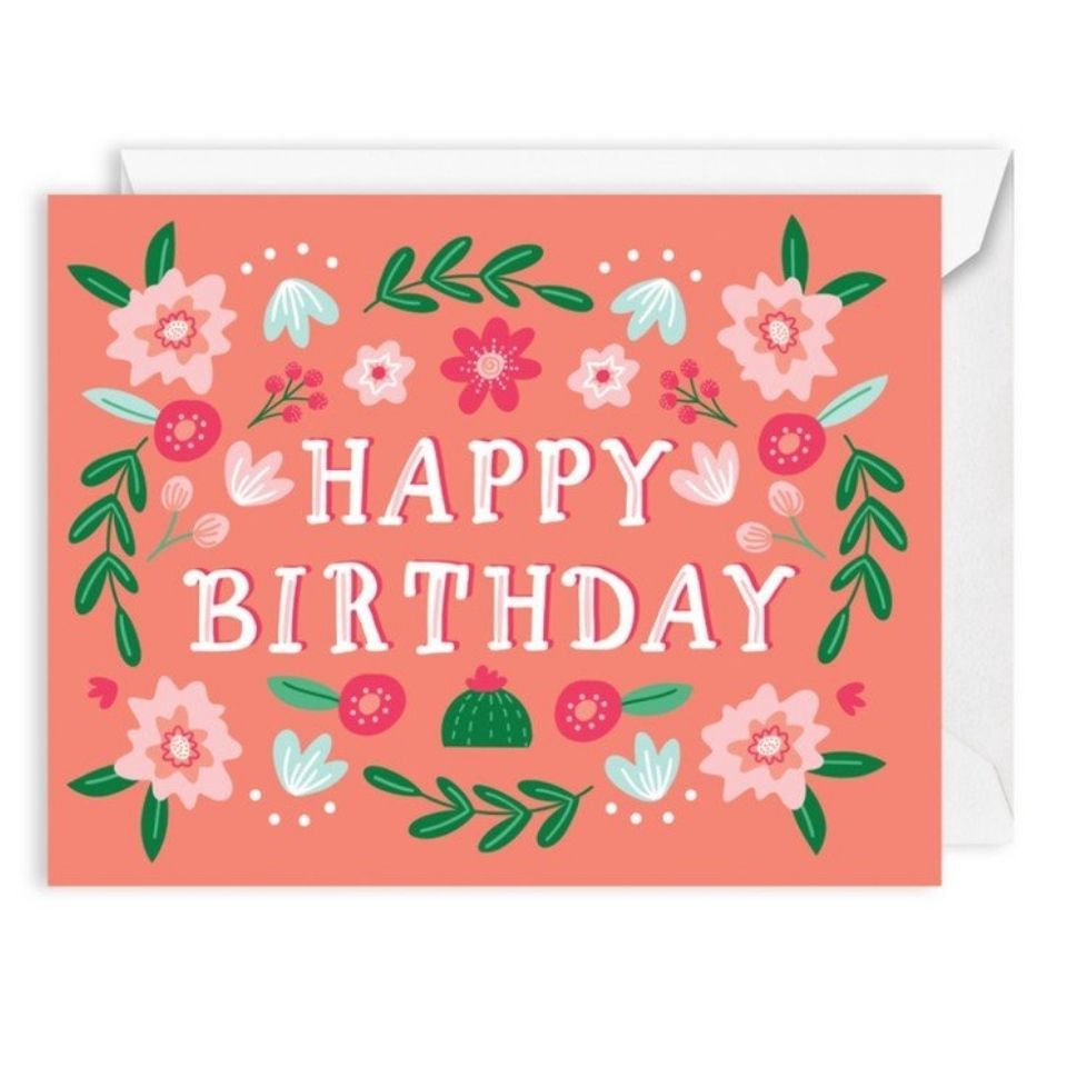 Birthday Card - Folk Floral