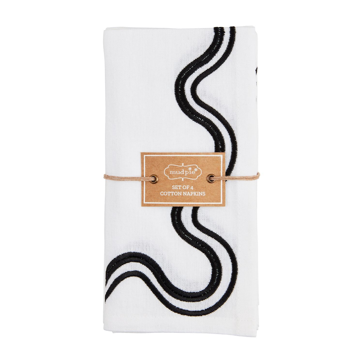White &amp; Black Squiggle Napkin Set