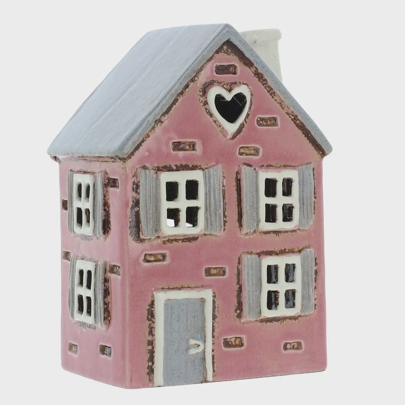 Village Pottery - Tealight Pink Shutter