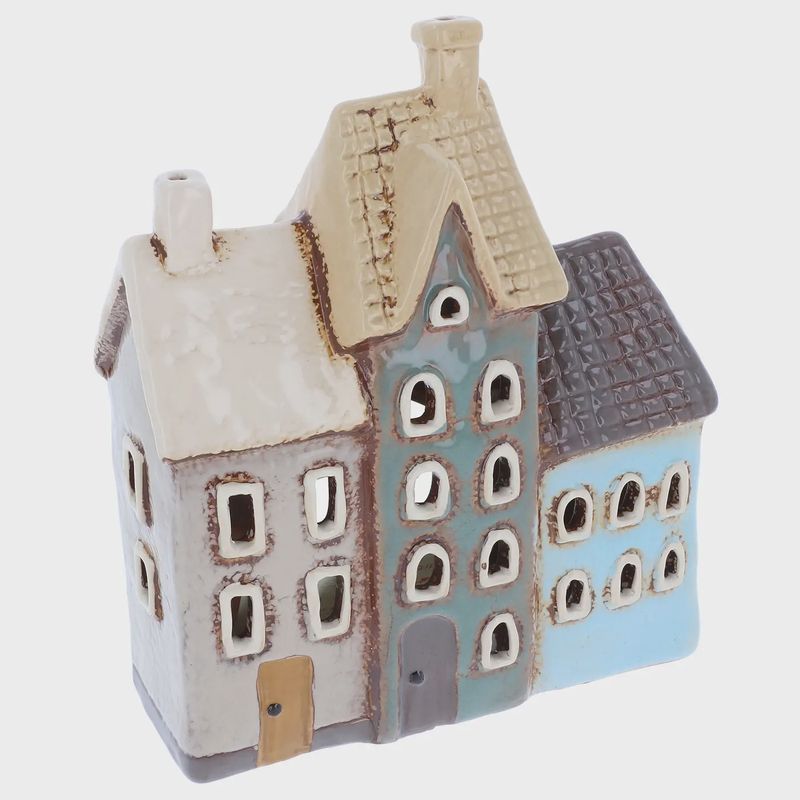 Village Pottery - Tealight 3 Houses