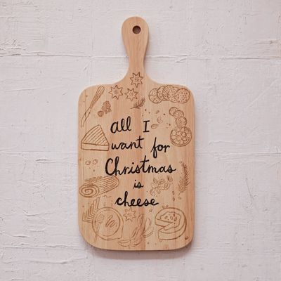Rubberwood Cheese Board - Christmas