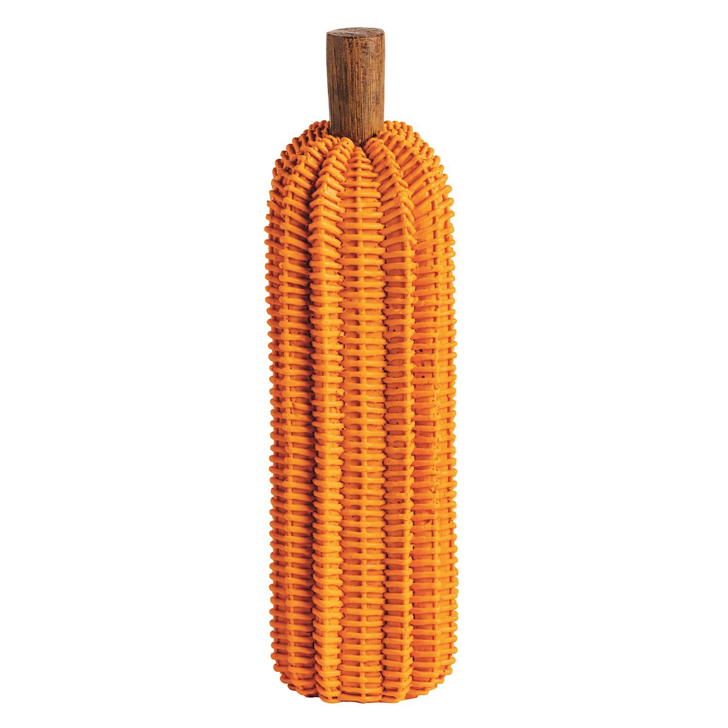 Resin Wicker Pumpkin, Color: Orange