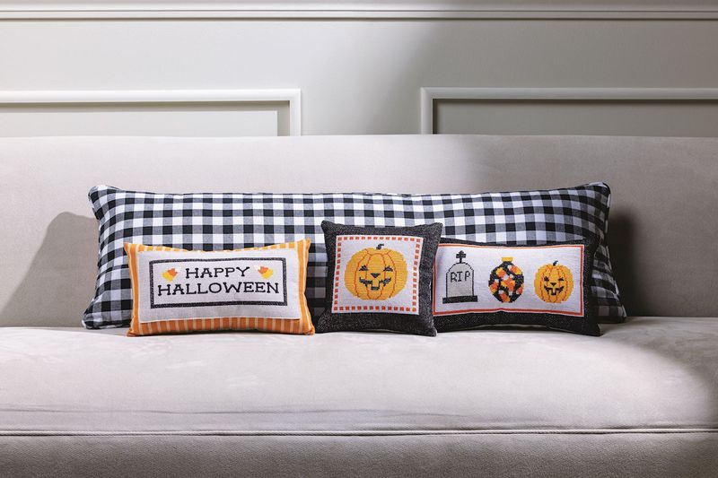 Happy Halloween Embroidered Pillow