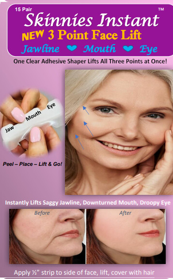 New!  Skinnies 3 in 1 Instant Face Lift!  Lifts Jawline, Droopy Mouth &amp; Eye All at Once.  Just Peel, Place, Lift &amp; Go!