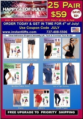 4th of July Special! Mix & Match Skinnies 25 Pair $59! Only $2.36 a Pair! Use COUPON CODE "JULY" Pay 1st Class Shipping & Get FREE UPGRADE to Priority Shipping(N/A Outside USA) SAVES $21.00! 4th of July Special! Mix & Match Skinnies 25 Pair $59! Only $2.36 a Pair! Use COUPON CODE "JULY" Pay 1st Class Shipping & Get FREE UPGRADE to Priority Shipping(N/A Outside USA) SAVES $21.00!