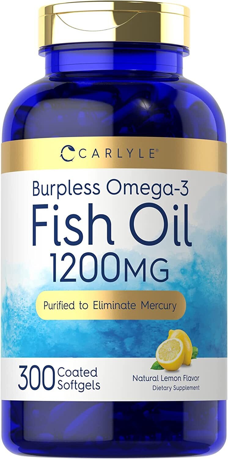 Burpless Fish Oil 1200 mg 300 Softgels with 360 mg Omega3 Fatty