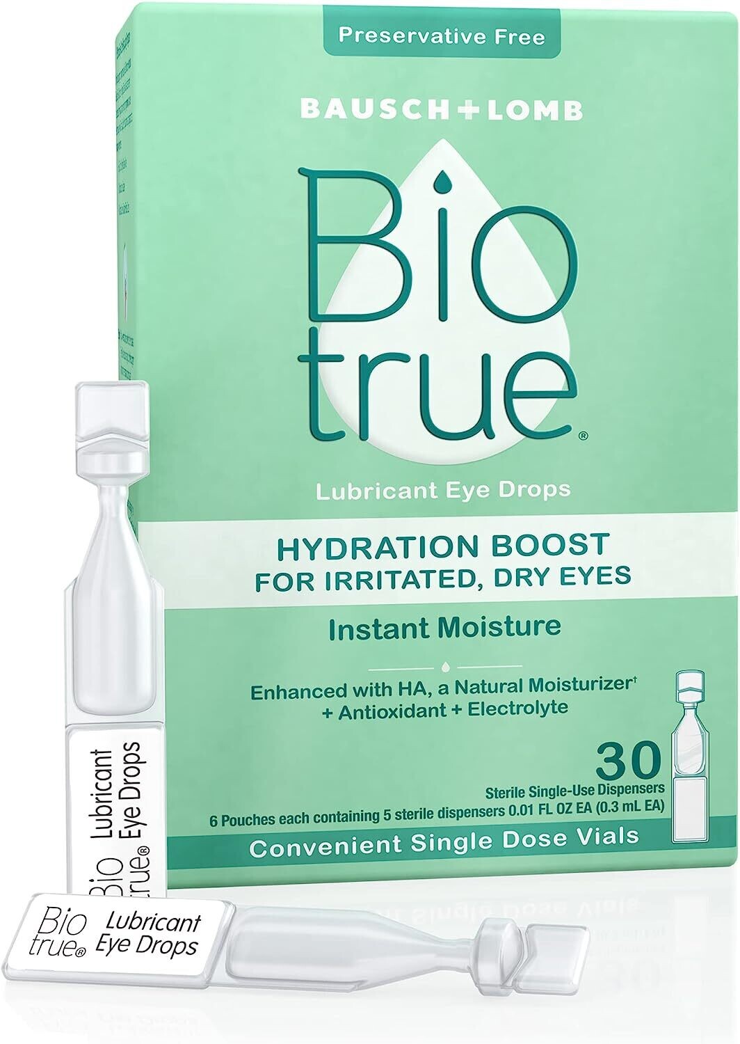 Biotrue Hydration Boost Eye Drops for Irritated, Dry Eyes in Single Dose Vials from Bausch