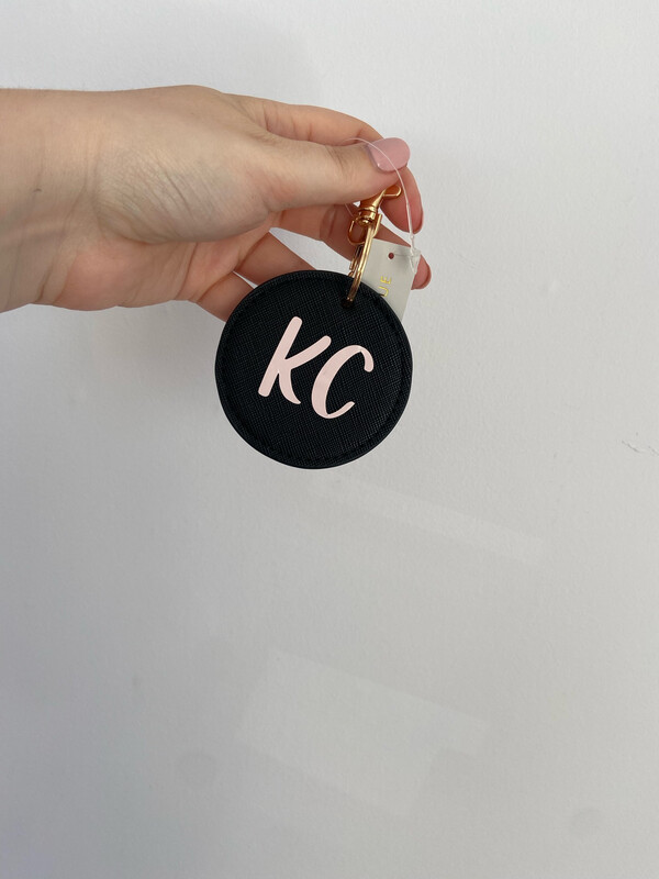Circular Faux Leather Keyring