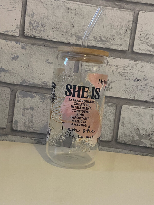She Is Glass Tumbler