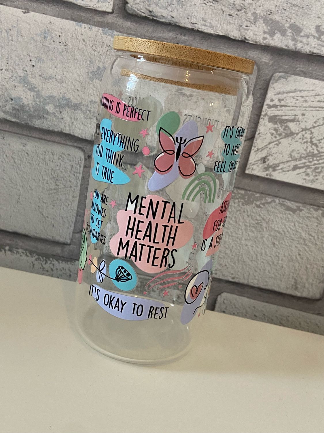 Mental Health Glass Tumbler