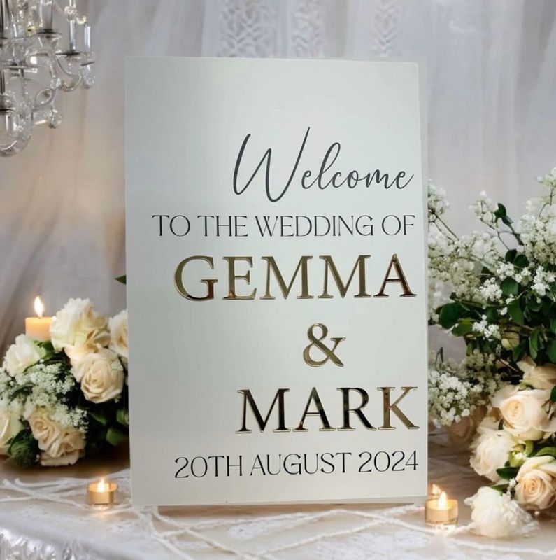 Welcome To The Wedding Mirrored Acrylic Sign