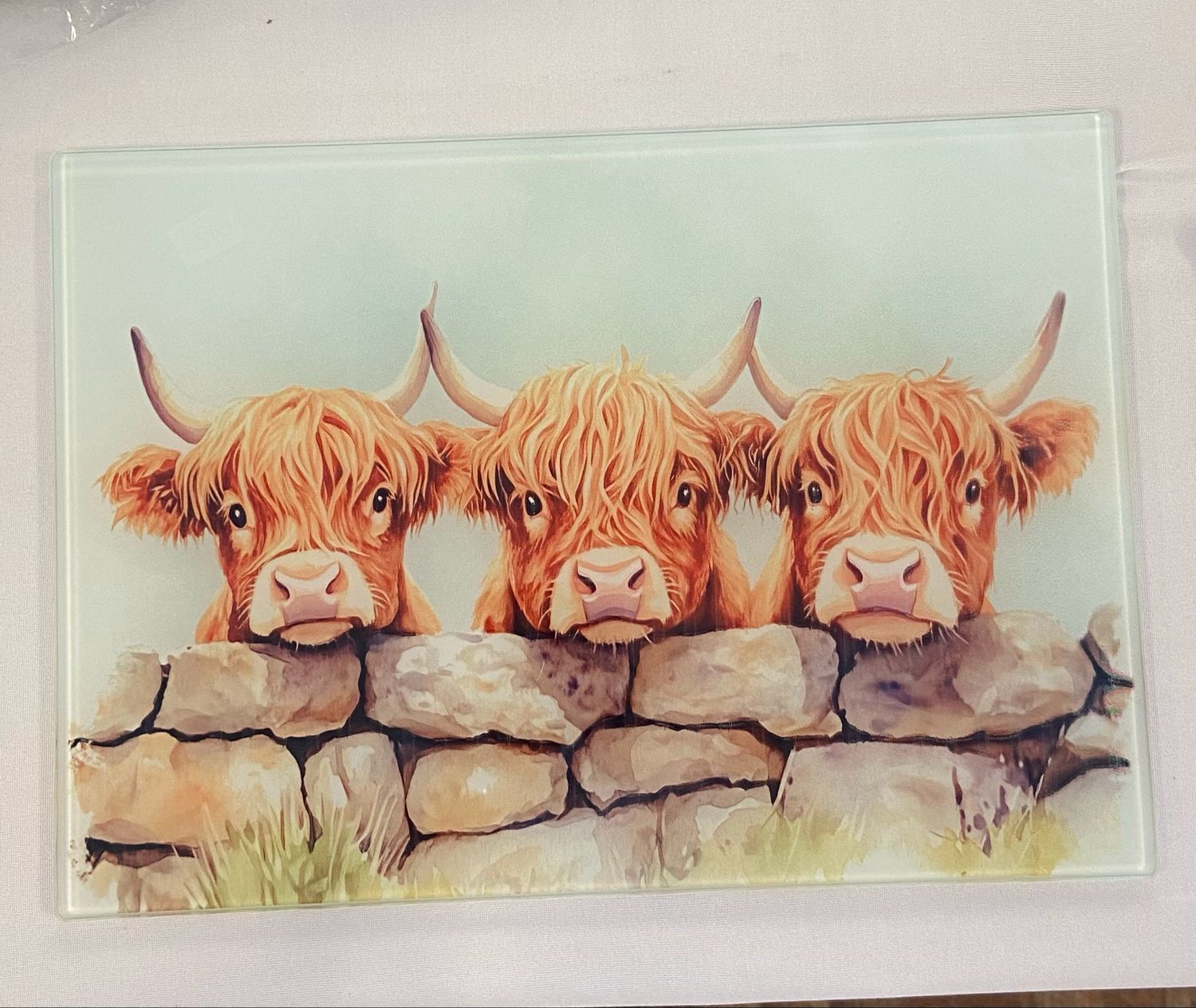 Highland Cow Glass Chopping Board
