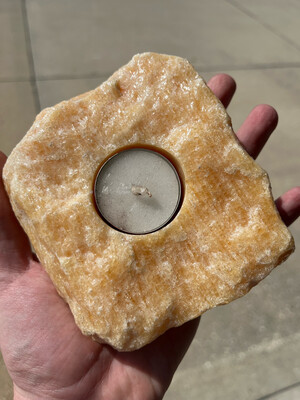 Orange Calcite Candle Holder