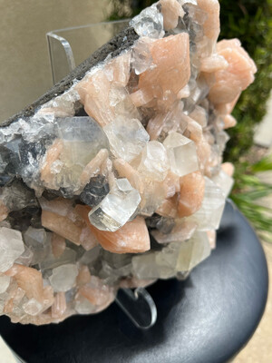 Apophyllite and Stilbite on Black Chalcedony