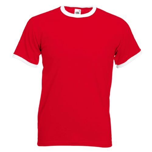 Valueweight Ringer T, Color: Red and White, size: XL
