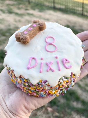 Rainbow Sprinkles Peanut Butter Dog Cake