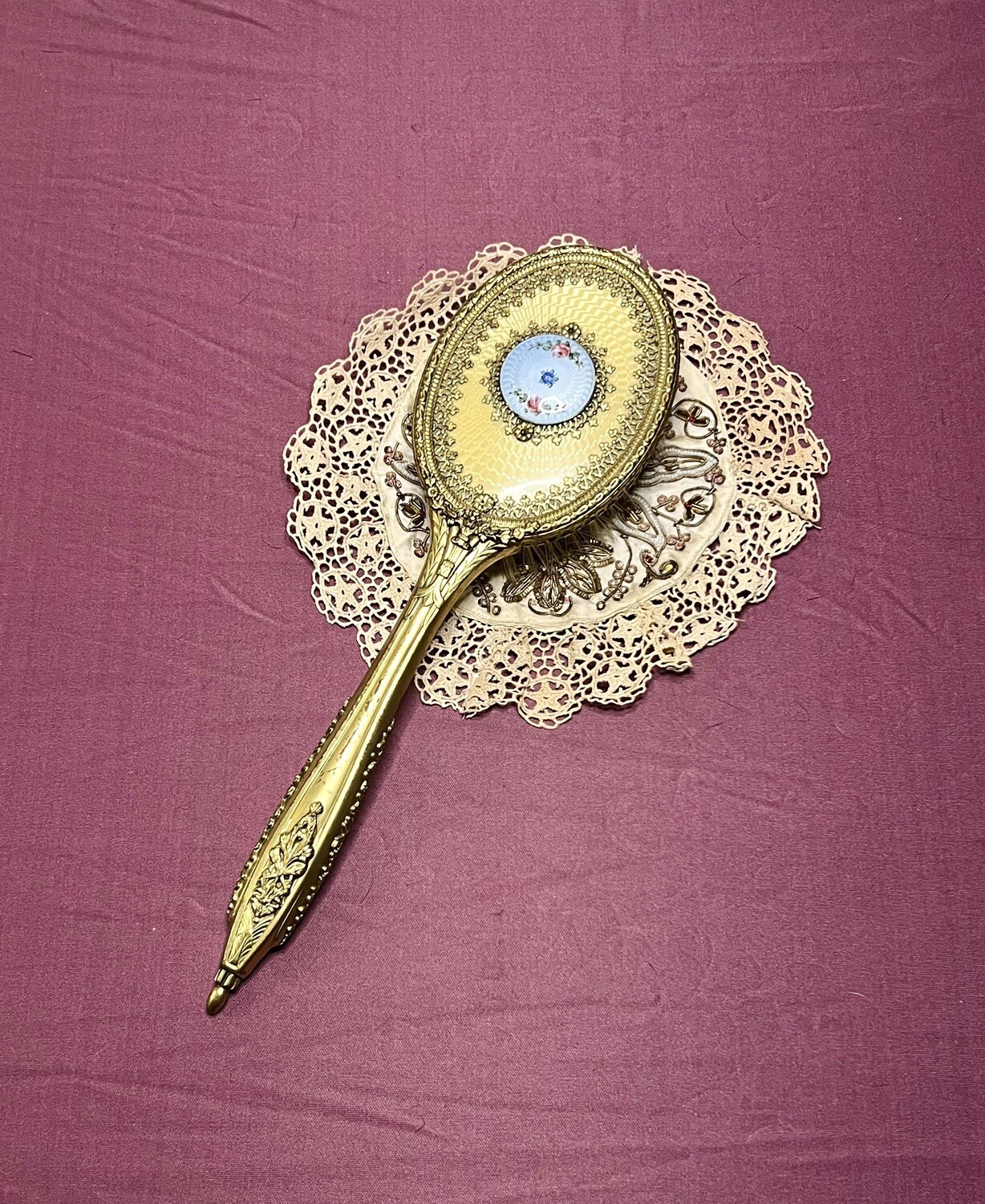 Antique Scandinavian Guilloche Hairbrush