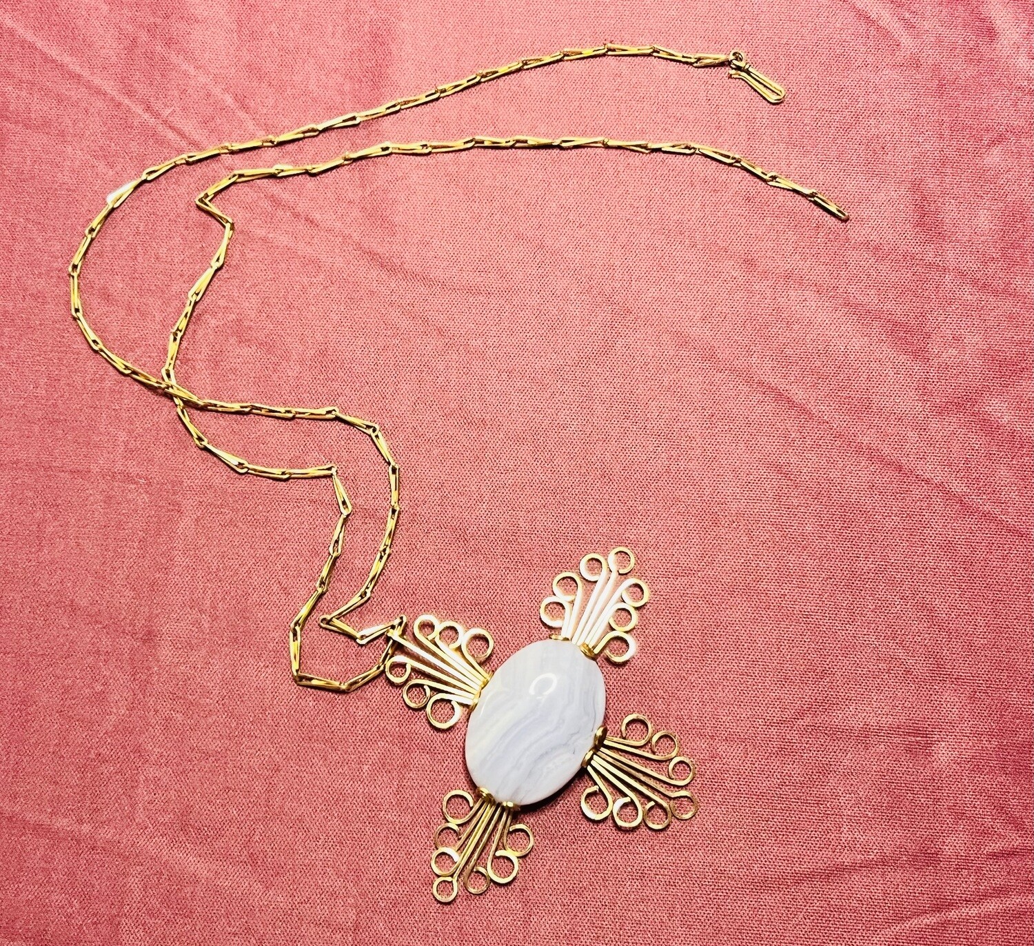 Blue Lace Agate Pendant Necklace