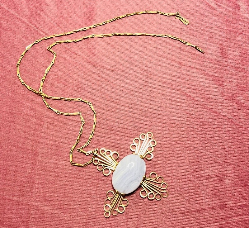 Blue Lace Agate Pendant Necklace