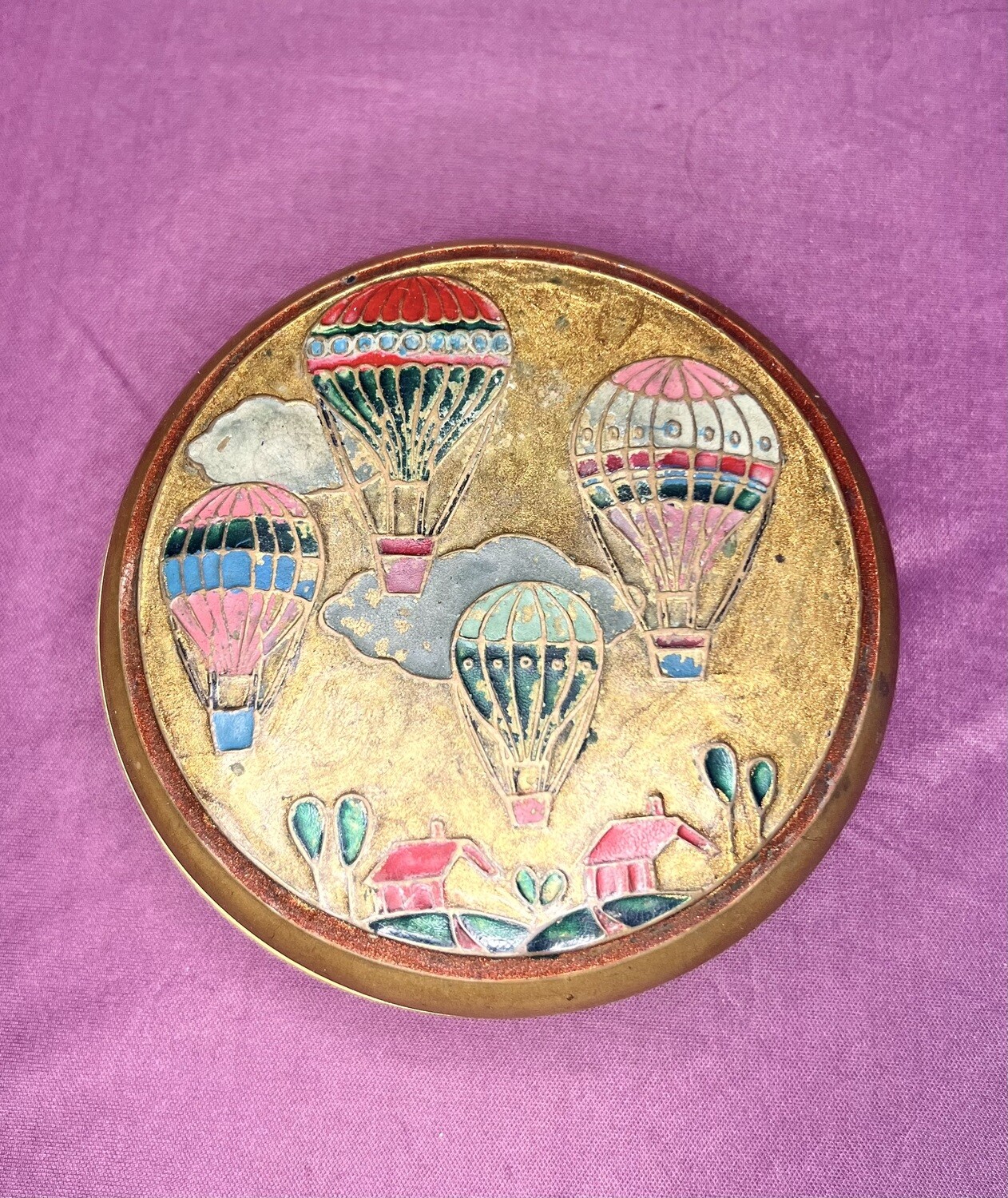 Painted Enamel And Glazed Brass Container