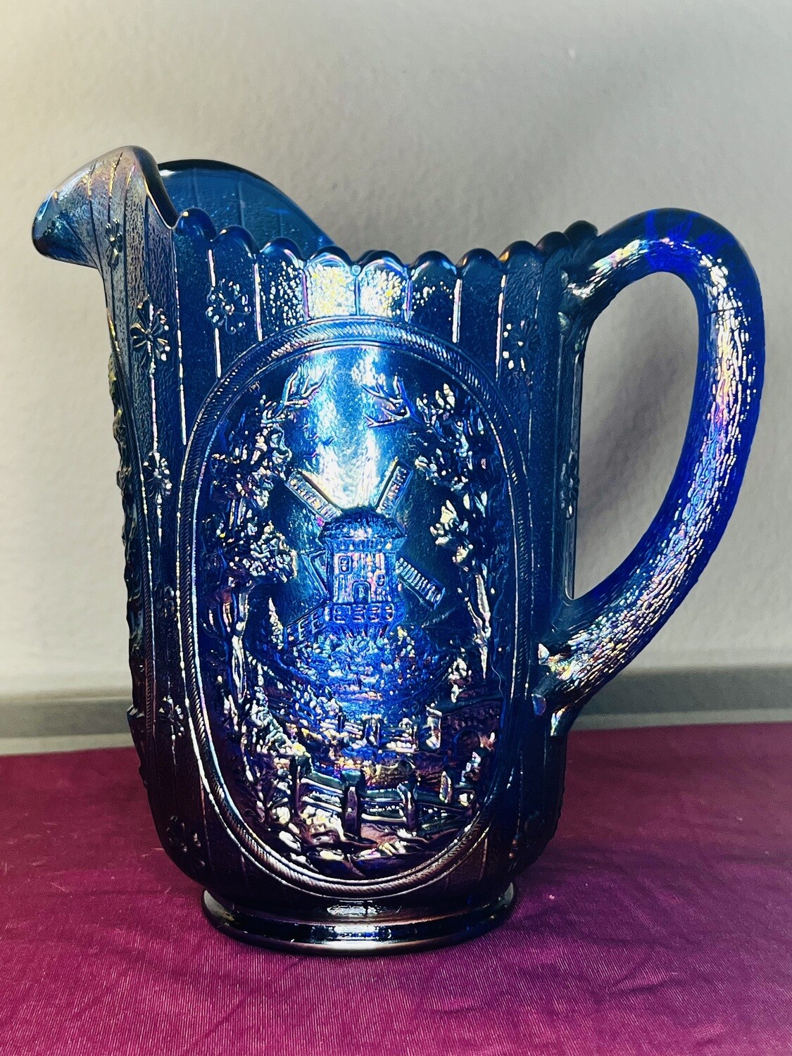 L.E. Smith Iridescent Carnival Glass Pitcher