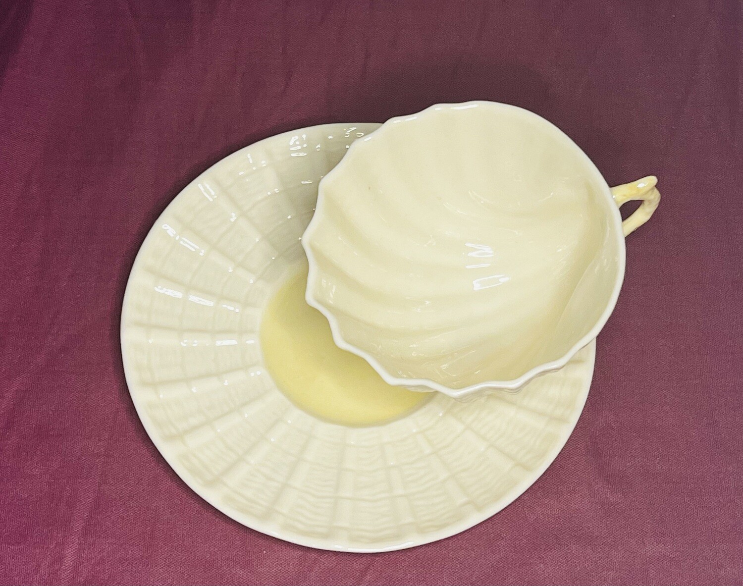 Irish Belleek Parian Seashell Porcelain - Teacup &amp; Saucer