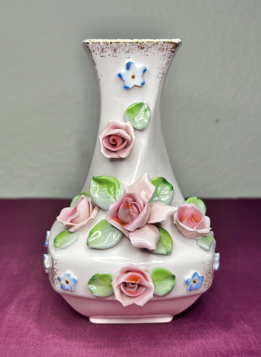 Swirled Lefton China Collectable Rose Vase