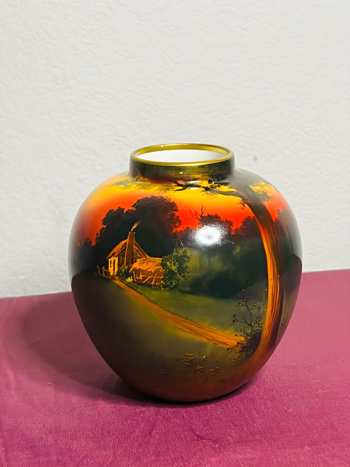 Antique Harry Morrey Holbeinware Vase - Scarce Landscape
