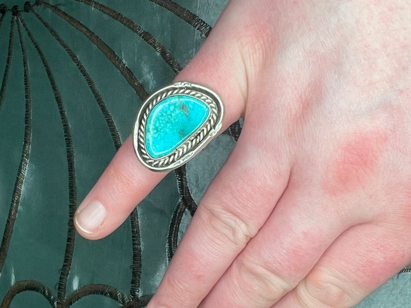 Southwestern Vintage Native Sterling  : Turquoise Ring