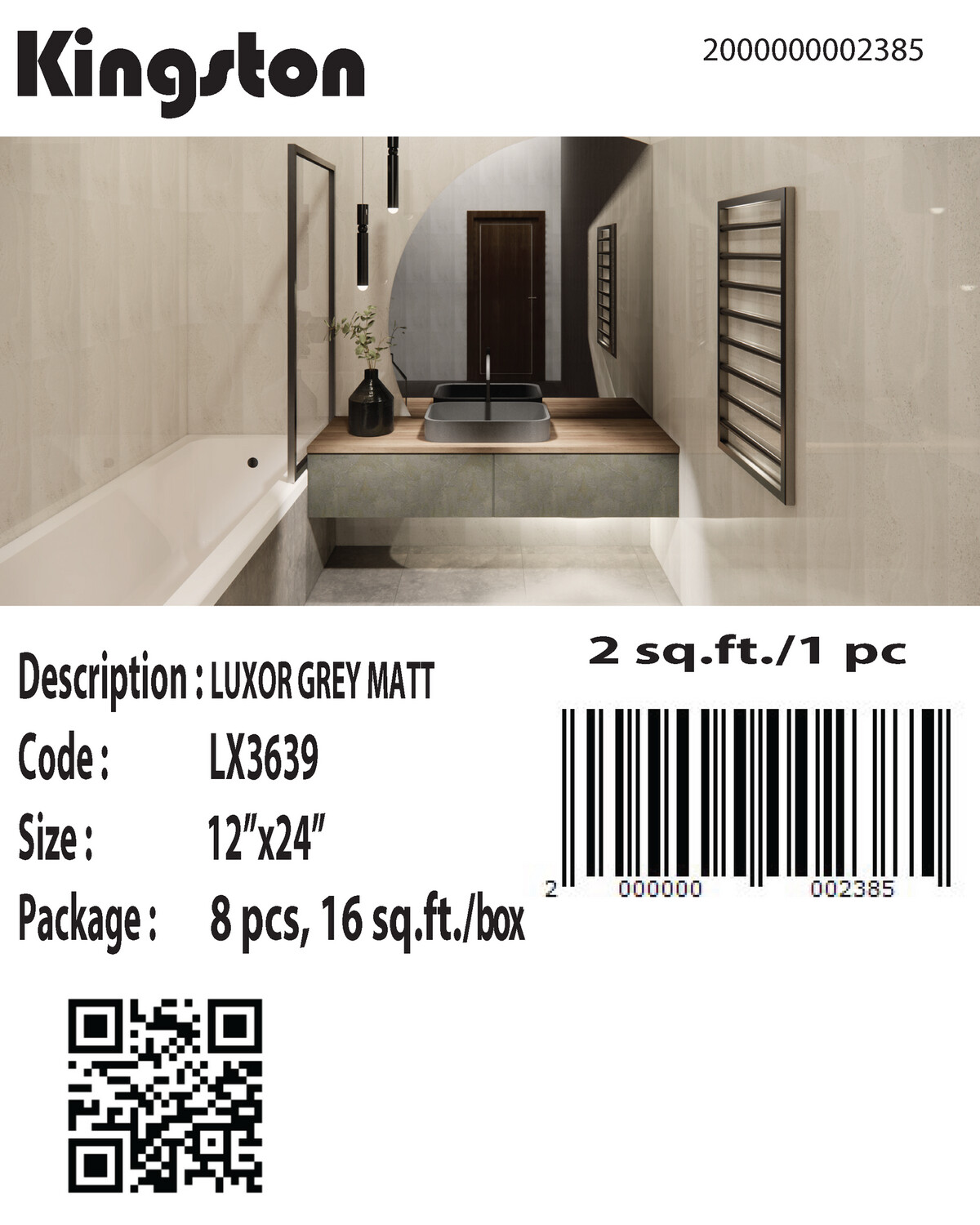 LX3639 (12X24) LUXOR GREY
