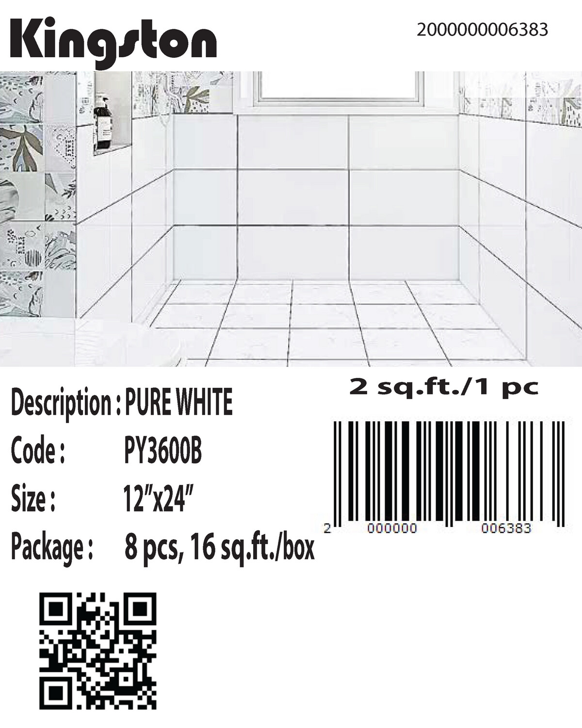PY3600B (12X24) PURE WHITE