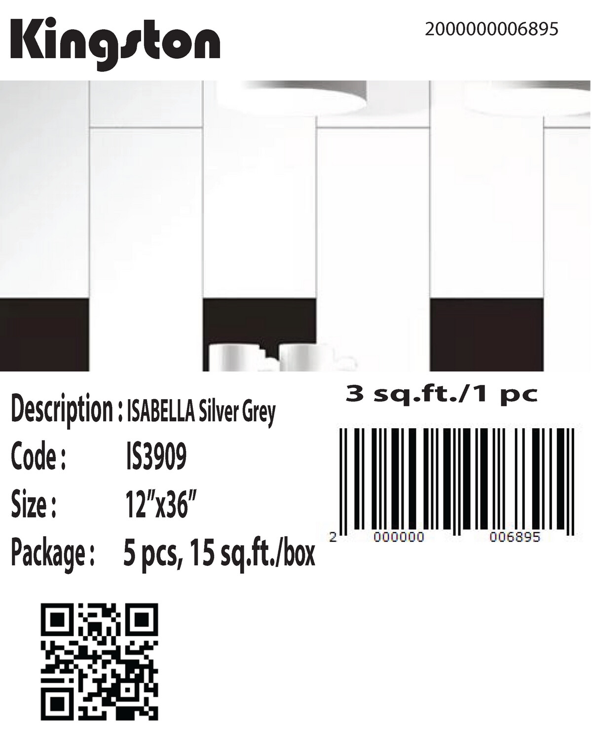 IS3909 (12X36) ISABELLA SILVER GREY