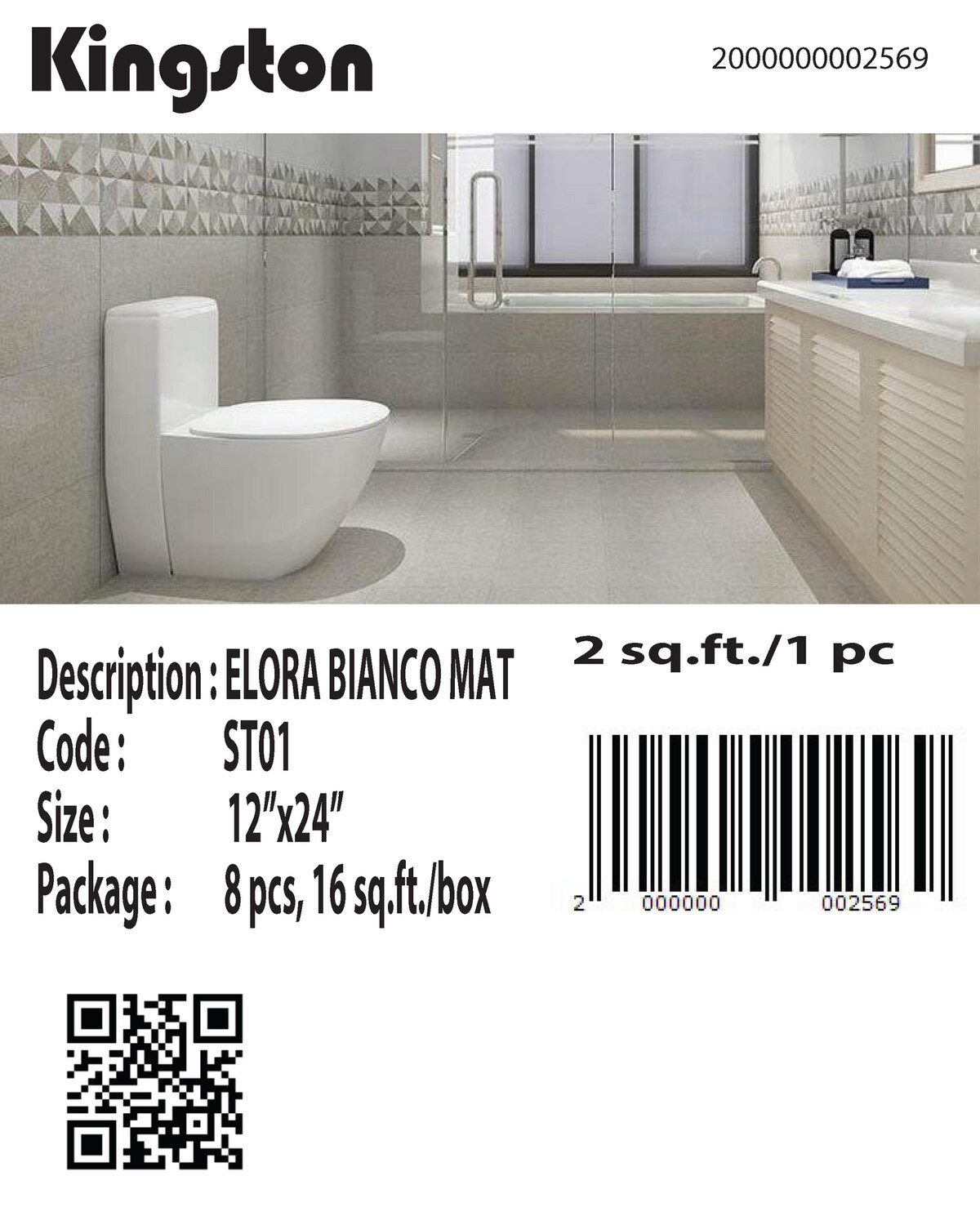 ST01 (12X24) ELORA BIANCO MATT