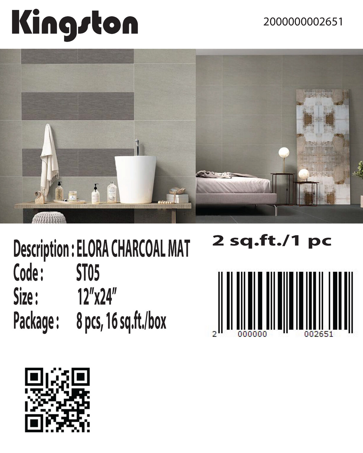ST05 (12X24) ELORA CHARCOAL MATT